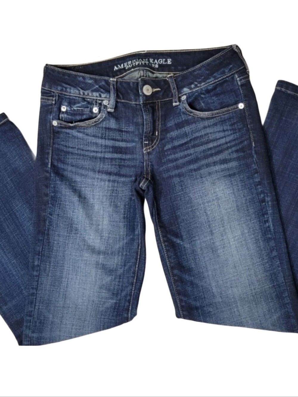 American Eagle Outfitters Women's Low Rise Dark Wash Blue Jeans Size 4 Short